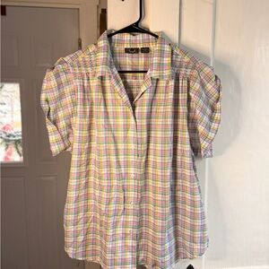 Vibrant Multicolor Plaid Women's Blouse